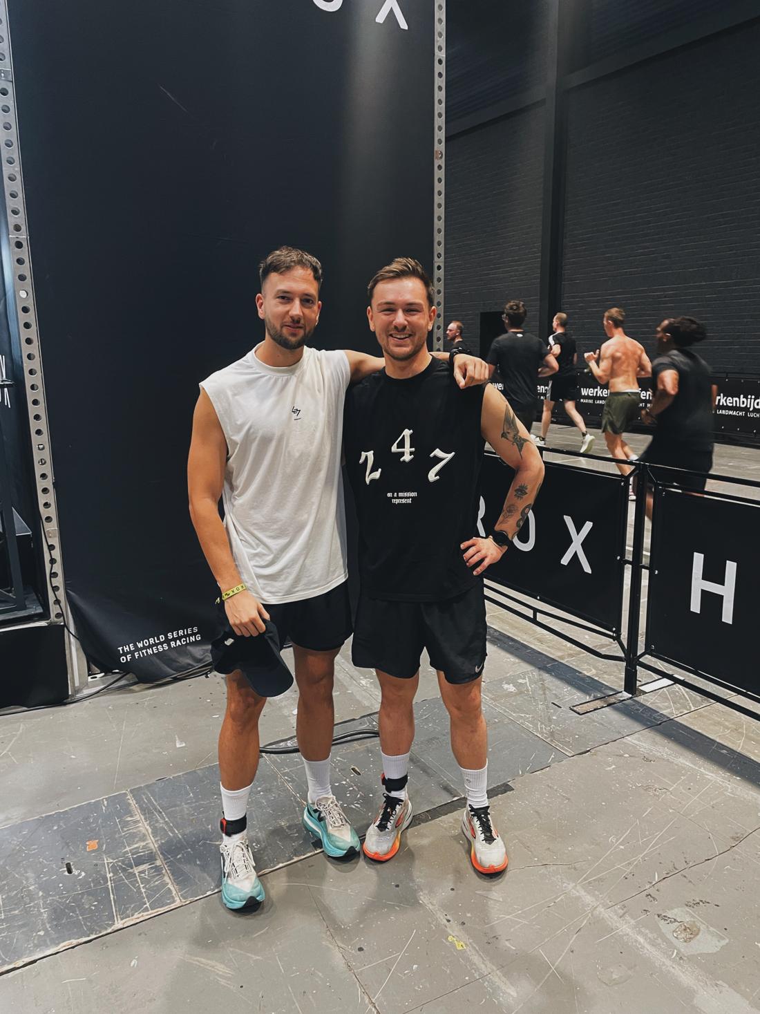 Loïc with a training partner after a Hyrox race